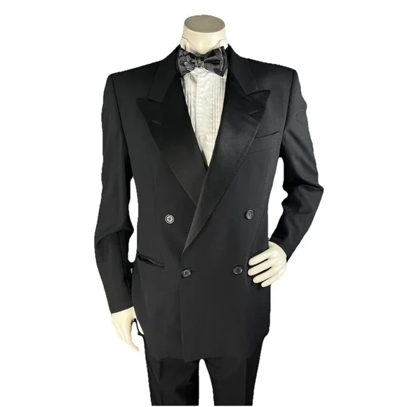 Vtg Hugo Boss Double Breasted Tuxedo Men 42R 34x33.5 Cerruti 1881 Italian Fabric - Picture 2 of 16